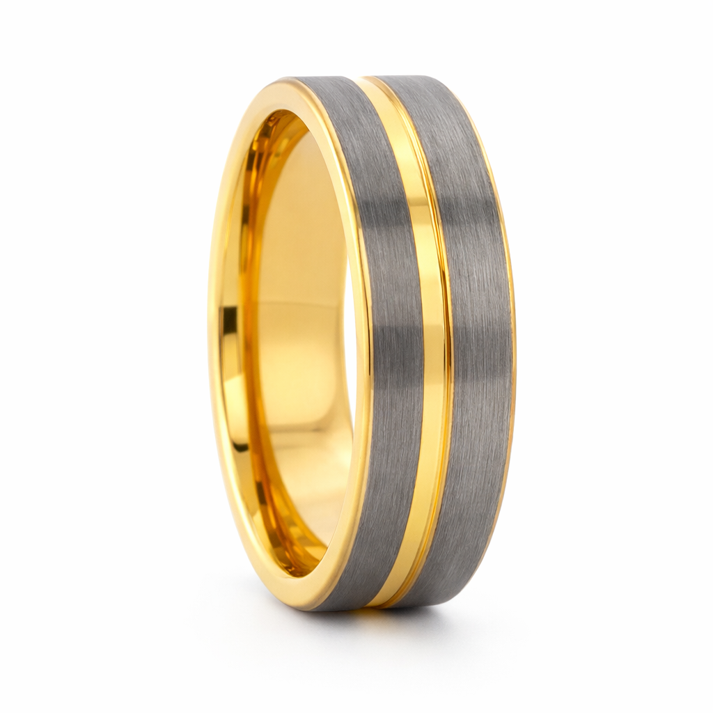 TUNGSTEN ION PL GOLD PL FLAT/BRUSHED RING - 8MM <br/>13628 - Image 3