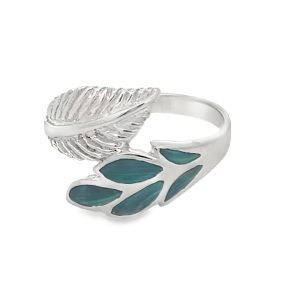 925 MALACHITE DBL LEAF CROSS OVER RING - 16MM <br/>13637