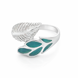 925 MALACHITE DBL LEAF CROSS OVER RING - 16MM <br/>13637