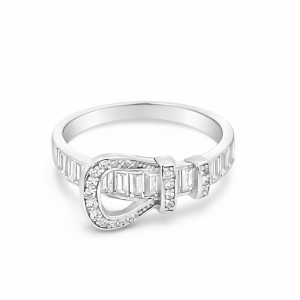 925 BAG+RND CZ PAVE BUCKLE RING - 9MM <br/>13638