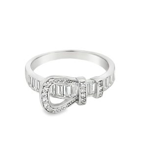 925 BAG+RND CZ PAVE BUCKLE RING - 9MM <br/>13638