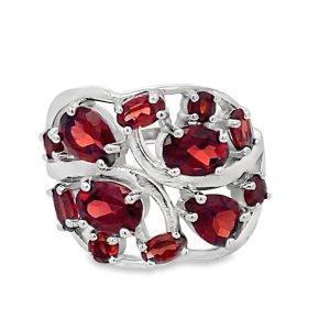 925 DIFF SHAPES CLAW SET GARNET RING - 18MM <br/>13643