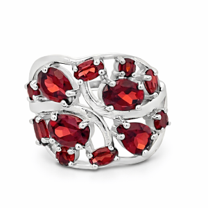 925 DIFF SHAPES CLAW SET GARNET RING - 18MM <br/>13643