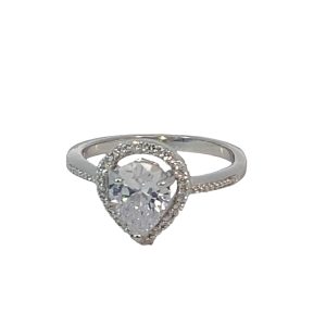925 TEARDROP CZ PAVE HALO RING - 13MM <br/>13655