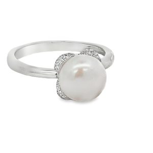 925 WH FW PEARL CZ PAVE RING - 9MM <br/>13662