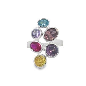 925 RND+OV MULTI COL CZ TUBE SET BULKY RING - 26MM <br/>13665