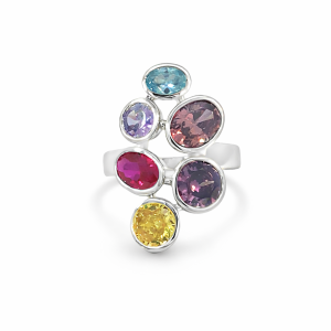 925 RND+OV MULTI COL CZ TUBE SET BULKY RING - 26MM <br/>13665