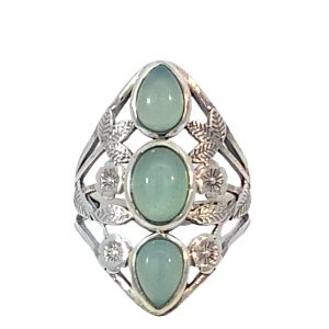925 OV+TDROP CHALCEDONY OPEN BOHO RING - 28MM <br/>13672