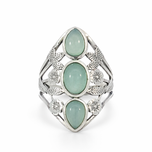 925 OV+TDROP CHALCEDONY OPEN BOHO RING - 28MM <br/>13672