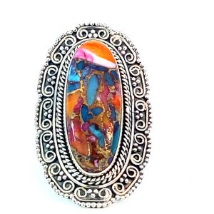 925 OXI OYSTER COPPER TURQ BOHO RING - 43MM <br/>13678