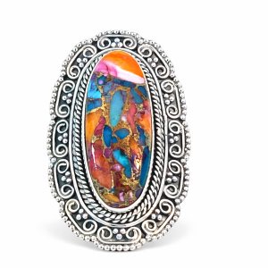 925 OXI OYSTER COPPER TURQ BOHO RING - 43MM <br/>13678