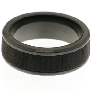BLACK ZIRCONIUM + EBONY INLAY MENS RING <br/>13700