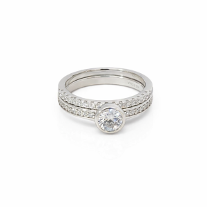 925 RH PL CZ PAVE WEDDING SET RING - 7MM <br/>13714