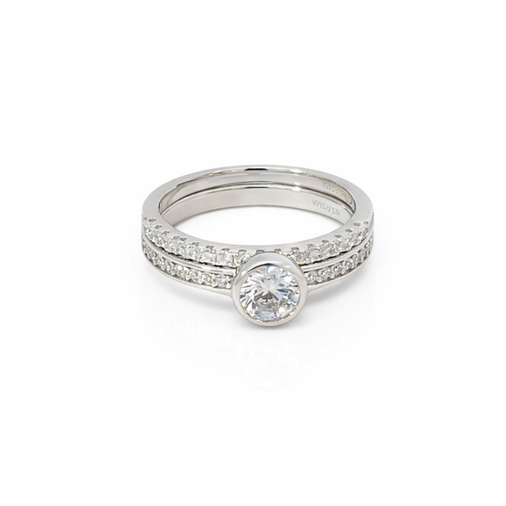 925 RH PL CZ PAVE WEDDING SET RING - 7MM <br/>13714