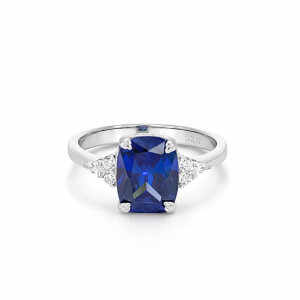 925 RH PL RECT BLUE SAPPH CZ CLAW SET RING - 10MM <br/>13717B