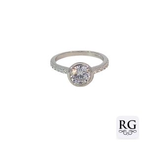 925 RH PL CZ PAVE TUBE SET SOLITAIRE RING - 9MM <br/>13718
