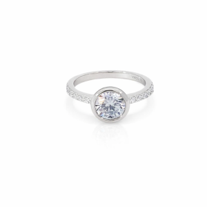 925 RH PL CZ PAVE TUBE SET SOLITAIRE RING - 9MM <br/>13718