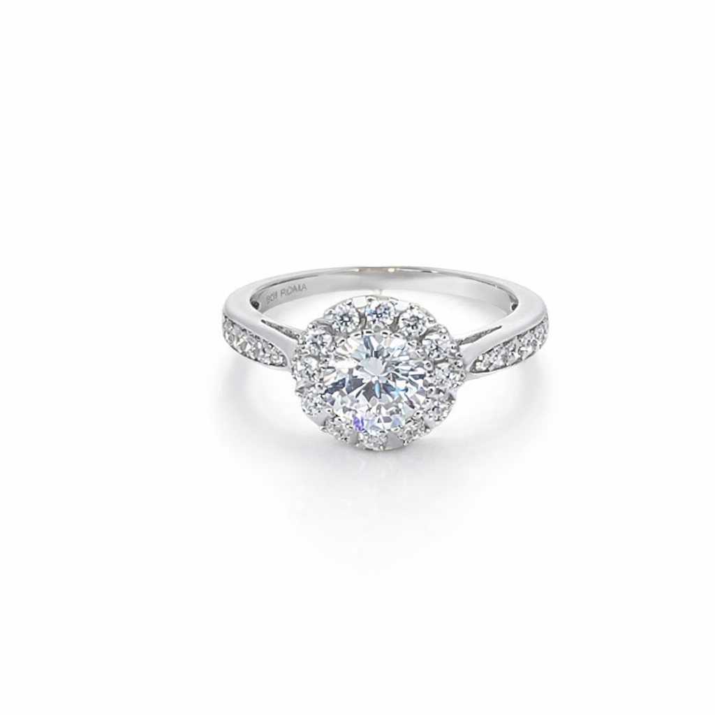 925 RH PL CZ PAVE FLOWER CLAW SET RING - 11MM <br/>13725
