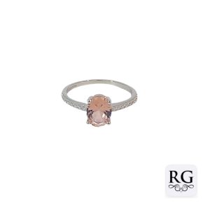 925 RH PL OVAL MORGANITE CZ PAVE RING - 8MM <br/>13729