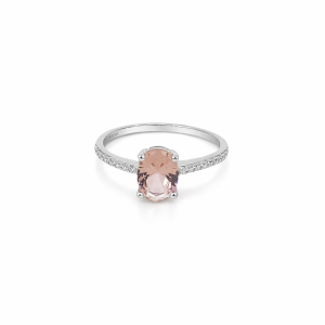 925 RH PL OVAL MORGANITE CZ PAVE RING - 8MM <br/>13729