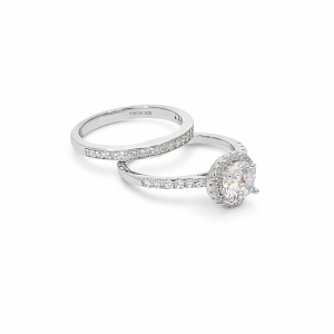 925 RH PL CZ PAVE WEDDING SET RING - 9MM <br/>13730