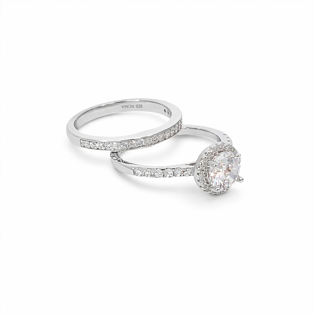 925 RH PL CZ PAVE WEDDING SET RING - 9MM <br/>13730