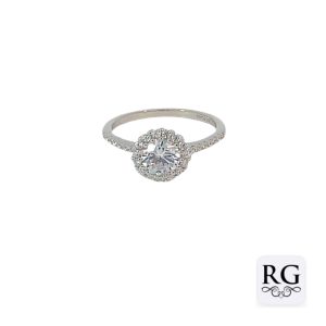 925 RH PL CZ PAVE HALO SOLITAIRE RING - 10MM <br/>13732