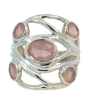 925 OV+RND ROSE QRTZ OPEN TWIRLY RING - 25MM <br/>13746