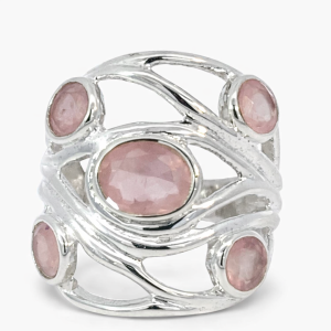 925 OV+RND ROSE QRTZ OPEN TWIRLY RING - 25MM <br/>13746