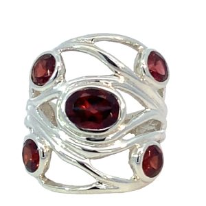 925 OV+RND GARNET OPEN TWIRLY RING - 25MM <br/>13747