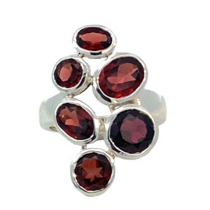 925 GARNET CZ RND+TDROP TUBE SET BULKY RING - 27MM <br/>13752