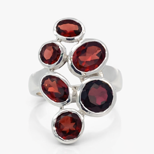 925 GARNET CZ RND+TDROP TUBE SET BULKY RING - 27MM <br/>13752