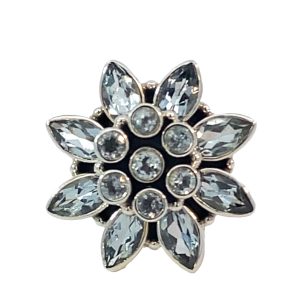 925 BLUE TOPAZ FLOWER BULKY RING - 25MM <br/>13754