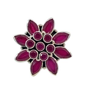 925 RUBIES FLOWER BULKY RING - 25MM - P <br/>13756P