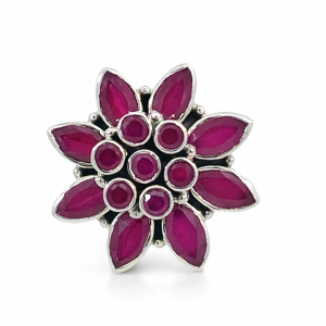 925 RUBIES FLOWER BULKY RING - 25MM - P <br/>13756P