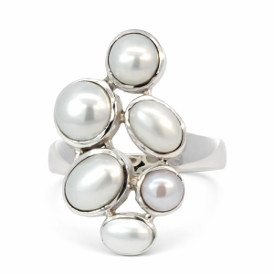 925 OVAL+RND TUBE SET FW PEARL CLUSTER RING 27MM <br/>13759