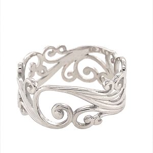 925 RH PL FILIGREE SWIRL WIDE BAND - 9MM - R  2.7g