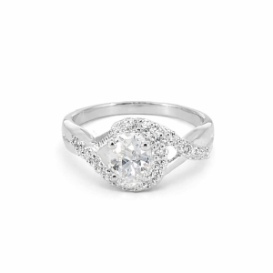 925 OVAL CZ PAVE MILLGRAIN DRESS RING - 10MM <br/>13763
