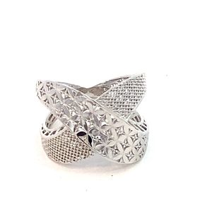 925 RH PL 3D MESH CROSS OVER RING - 17MM <br/>13773