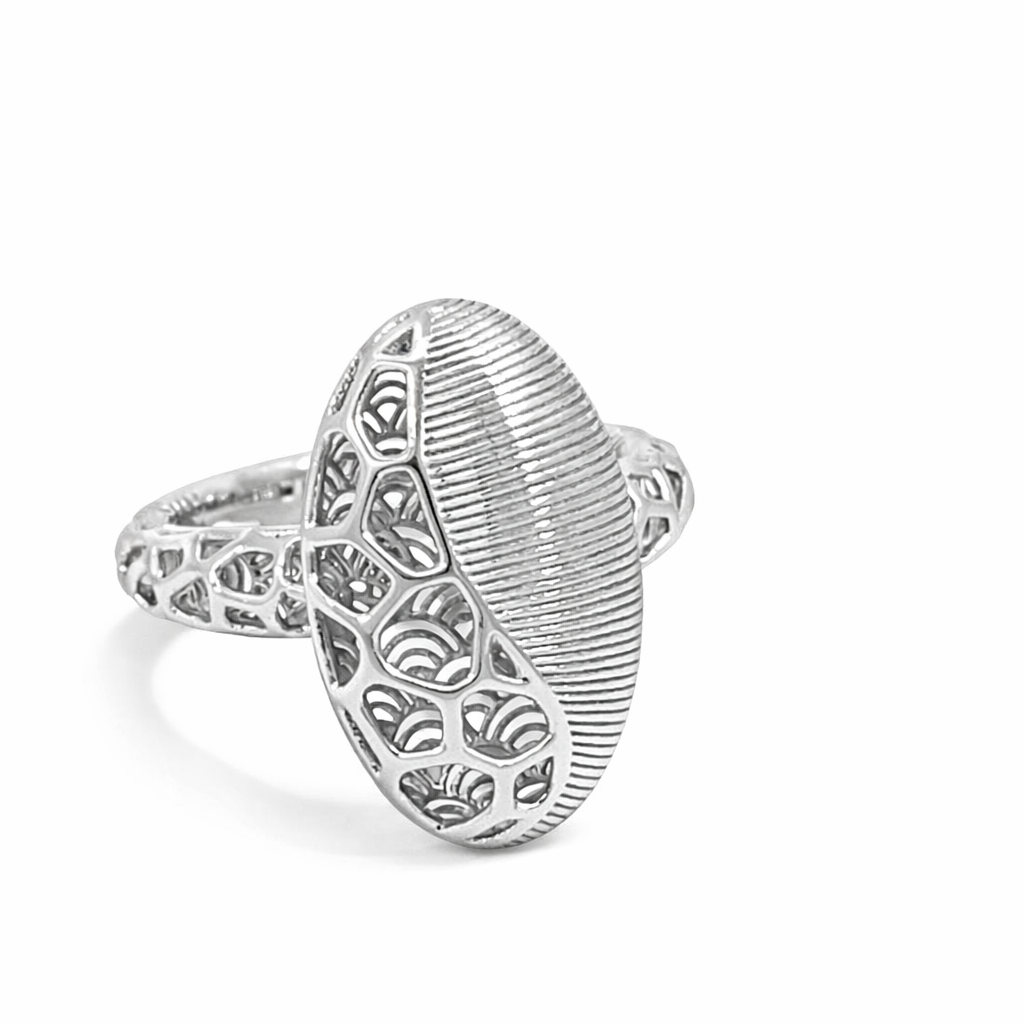 925 RH PL OVAL OPEN CUT LINES RING - 22MM <br/>13774