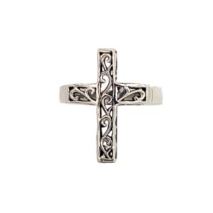 925 OXI FRILLY FILIGREE CROSS RING - 23MM <br/>13783