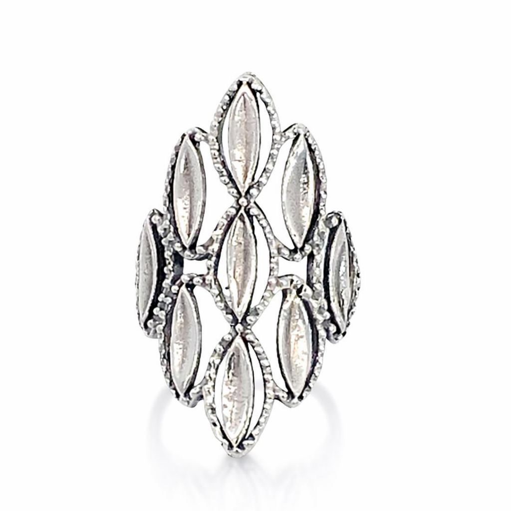 925 DIA CUT ROPE EDGE MARQUISE SHAPE RING - 32MM <br/>13784