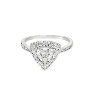 925 1ct D TRILLION MOISSANITE DBL HALO RING  12X12 <br/>13791
