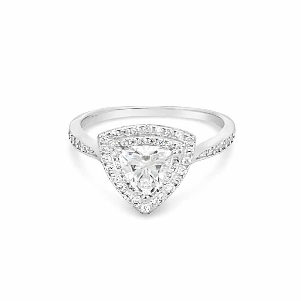 925 1ct D TRILLION MOISSANITE DBL HALO RING 12X12 <br/>13791