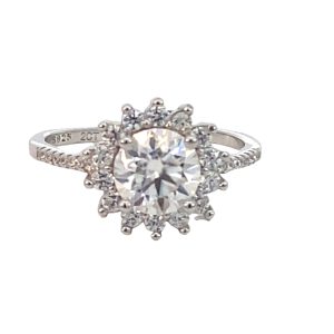 925 2ct D RND MOISSANITE DBL HALO RING - 14MM <br/>13792