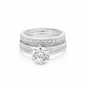 925 CZ PAVE 6 CLAW SET WEDDING SET RING - 7MM <br/>13794