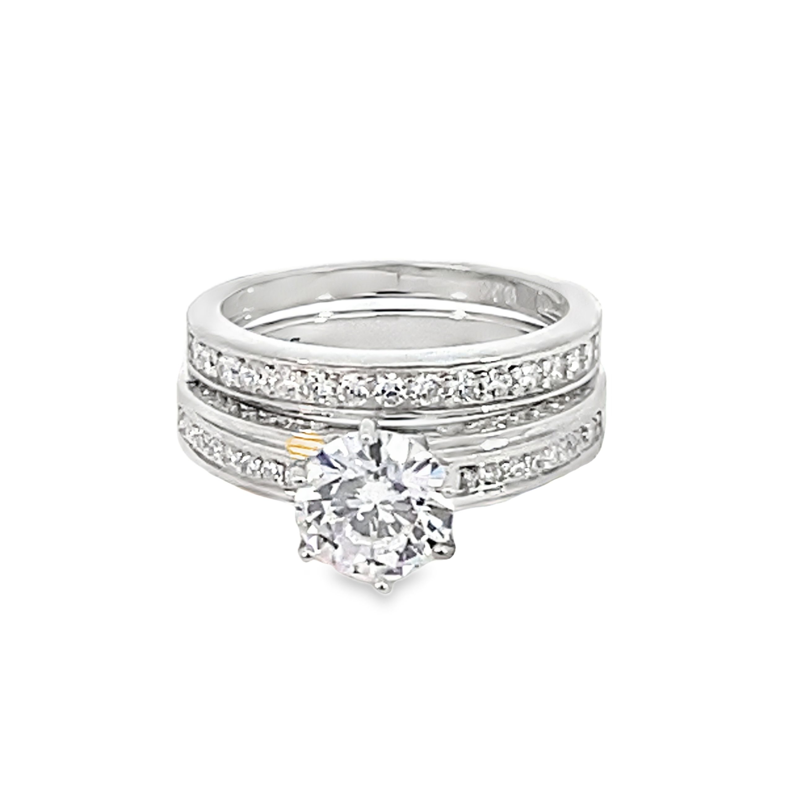 925 CZ PAVE 6 CLAW SET WEDDING SET RING - 7MM <br/>13794