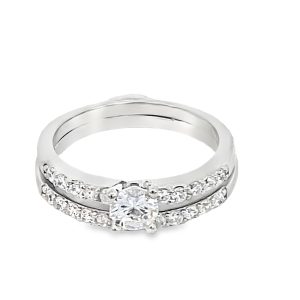 925 CZ PAVE 4 CLAW SET WEDDING SET RING - 6MM <br/>13795P