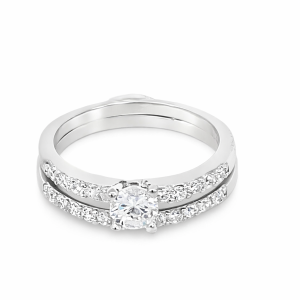 925 CZ PAVE 4 CLAW SET WEDDING SET RING - 6MM <br/>13795P