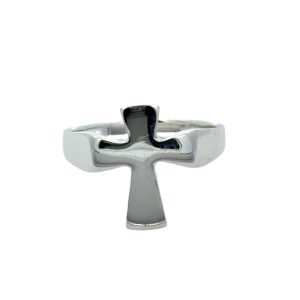 925 PLAIN CROSS RING - 14MM